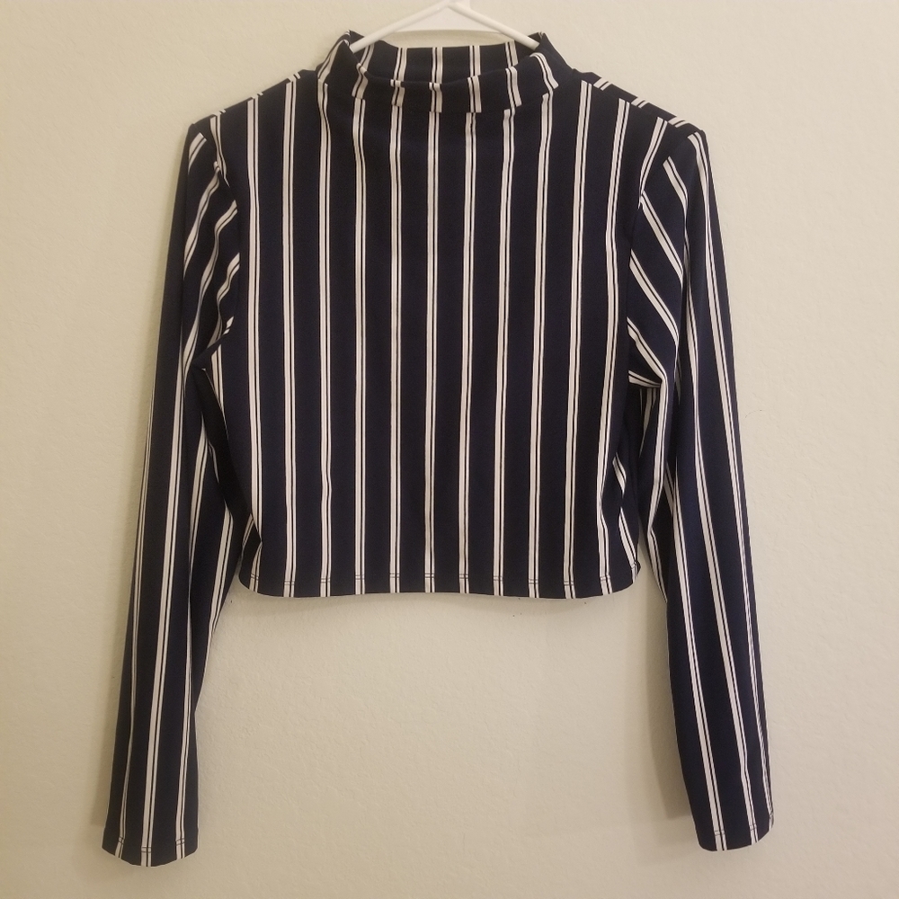 Blue and White Feathers XL Crop Top
